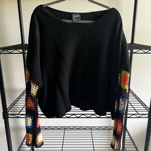 Crochet Floral Sleeve Sweater